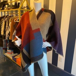 Burberry Colorblock Check Blanket Poncho